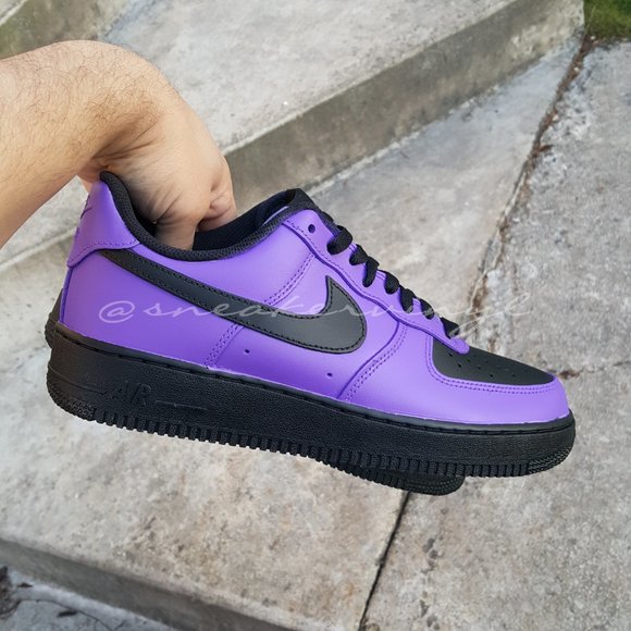 Nike Air Force 1 Low Black n Purple Custom NWT - Picture 8 of 9